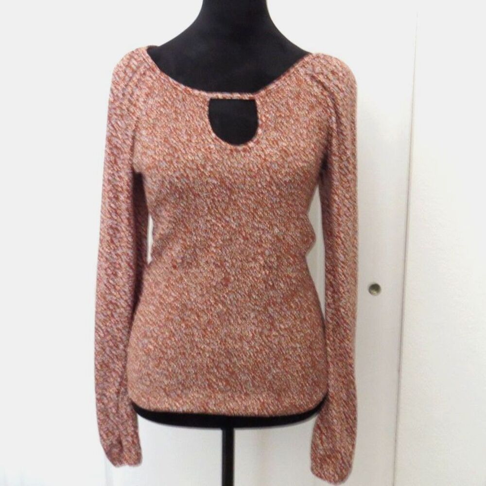 Willow & Root Smocked Keyhole Top L  Rust Ditsy Floral Boho Blouse EUC by Buckle